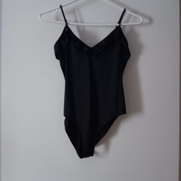 New WILFRED Black V Neck Ruffle SPADA Bodysuit XS - Picture 3 of 4